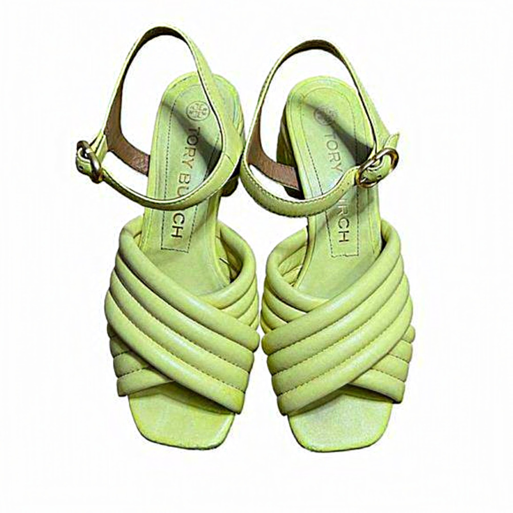 Tory Burch Kira Quilted 55mm‎ Heel Sandal in Butter Yellow Color Women Size 7M
